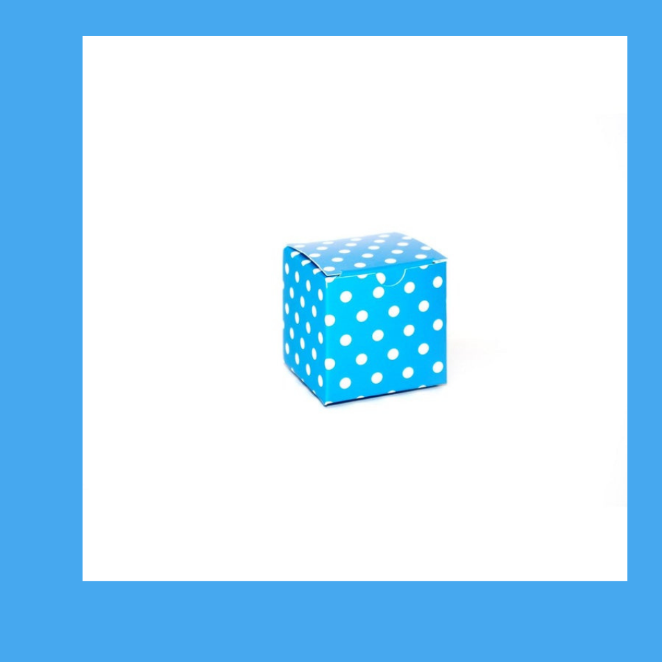 Promotional Square Box made with Recycled Material - Smooth Blue or PolkaDot